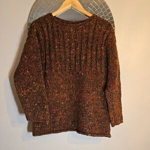 Handmade Wool Chunky Cable Knit Fisherman Pullover Multicolor Sweater